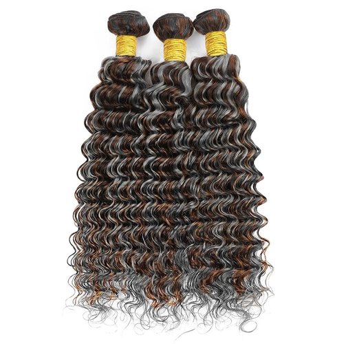 Giginger Bundles Human Hair P4/GREY 16 18 20 inch Deep Wave Human Hair Bundles Highlight Chocolate Grey Unprocessed Quick Weave Soft Sewn In Hair Extensions for Black Women