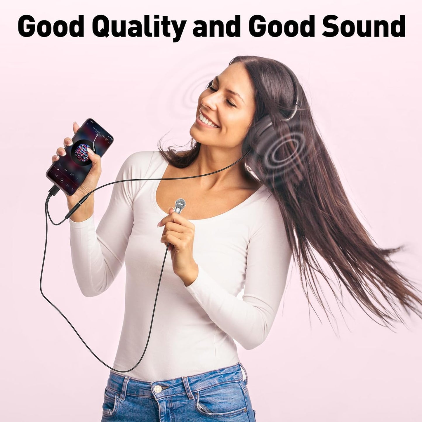 PoP voice 2PCS Mini Microphone for iPhone iPad Small ASMR Tiny Microphone for Video Recording, Singing, Vlogging, YouTube Two Mics Silver and Rose Golden