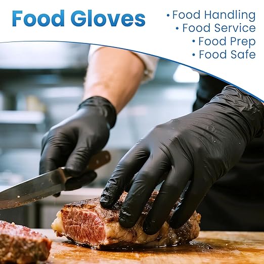 Borje Nitrile Gloves Medium, 1000 Count Disposable Gloves, Black, Latex-Free Powder-Free, Medical Exam, Food Safe, Cleaning, Cooking