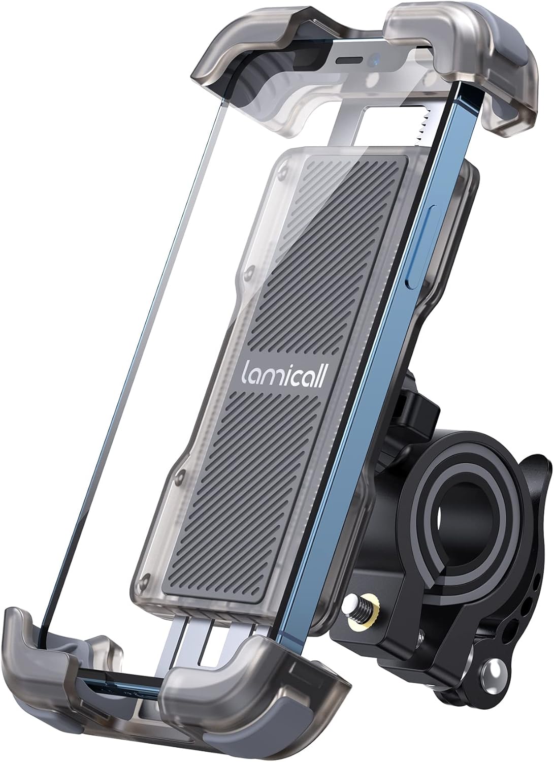 Lamicall Motorcycle Phone Mount, Bike Holder - Upgrade Cellphone Bike Holder, Bicycle Scooter Handlebar Phone Cradle Clip for iPhone 15 Pro Max/ 14, Galaxy S24, 4.7-6.8" Devices"