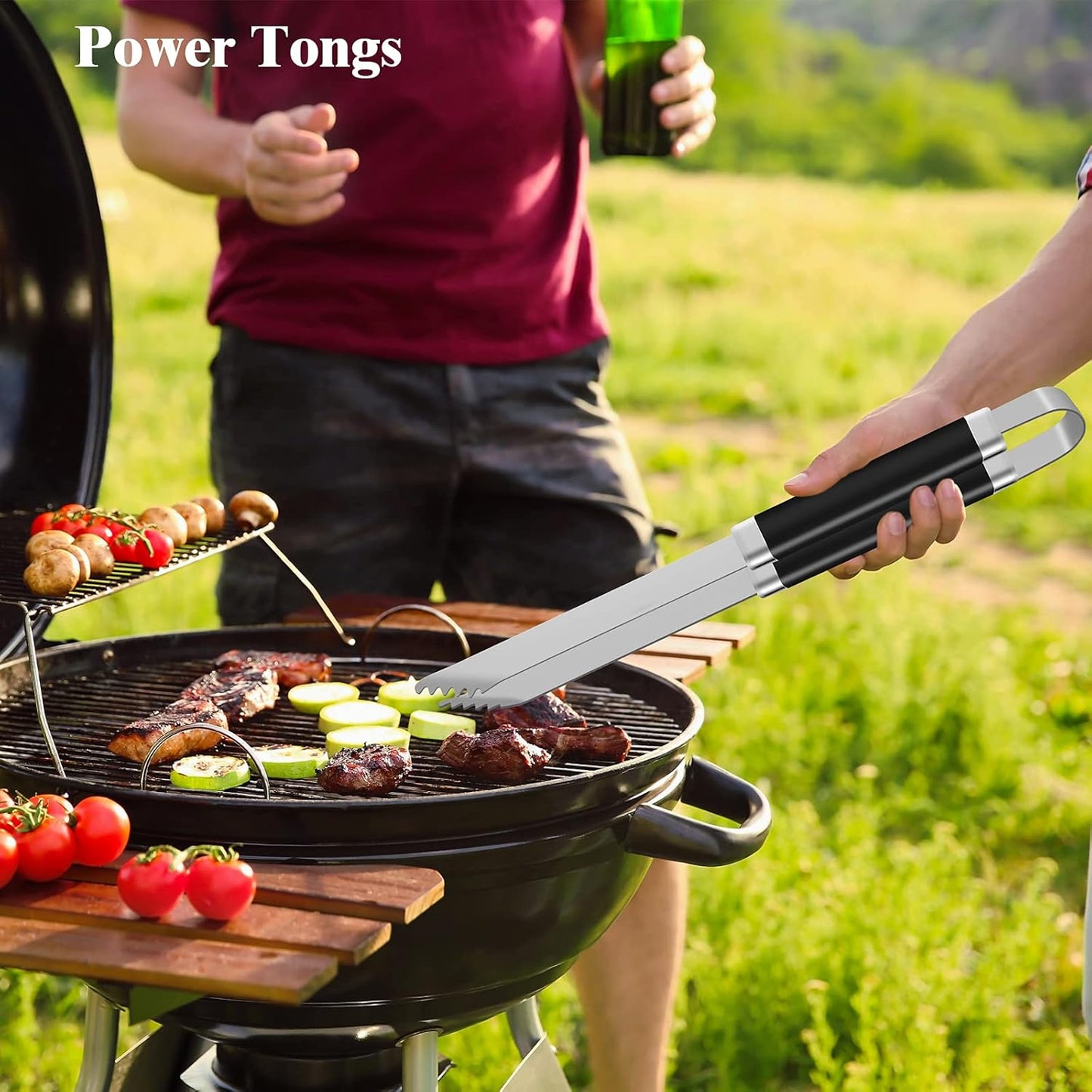ROMANTICIST 25pcs Extra Thick BBQ Grill Accessories, Fathers Day Grilling Gifts Set for Men Dad, Heavy Duty Grill Tools Utensils Kit with Spatula, Tongs in Aluminum Case for Birthday Black