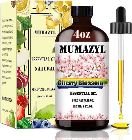Cherry Blossom Essential Oil, Cherry Blossom Oil 4 Fl Oz 120ML for Diffuser Humidifier Yoga Cleaning DIY Candle Soap Making MUMAZYL Essential Oils