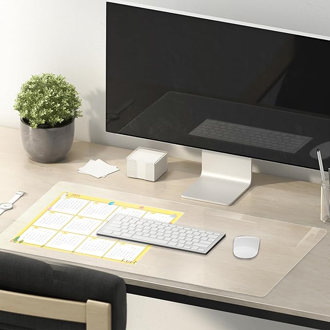 16 x 30 Inch Clear Table Cover Protector, 1.5mm Thick Plastic Table Cover, Vinyl Table Protector, Clear Desk Pad, Desk Mats on Top of Desks