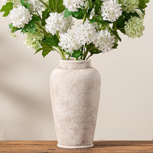Ceramic Large Flower Vase, Rustic Vase Tall Farmhouse Decorative Vase Floral Pottery Vases for Home Decor Table Living Room Entryway Mantel Bedroom Bathroom Kitchen - 11" D