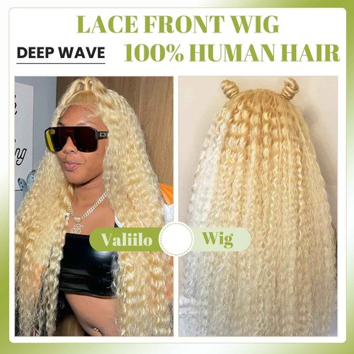 Valiilo 613 Blonde Lace Front Wigs Human Hair 13x6 Deep Wave Lace Front Wig Human Hair Pre Plucked Glueless Wig for Women 26 Inch