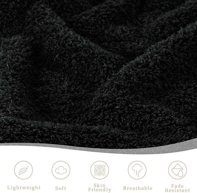 Exclusivo Mezcla Fleece Twin Size Bed Blanket, Ultra Soft, Lightweight and Fuzzy Black Blanket for Women, Home Decor, 60x80 Inches