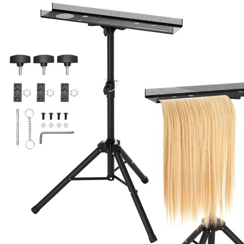 ikare Stainless Steel Braiding Rack - Height Adjustable Hair Extension Holder, Braiding Rack Stand Tripod, Foldable Hair Tray