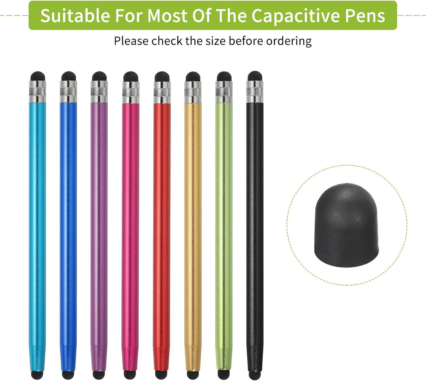 MECCANIXITY 60Pcs Replacement Stylus Pen Tips 5mm Conductive Capacitive Touch Screen Pens Tips Silicone Rubber, Black