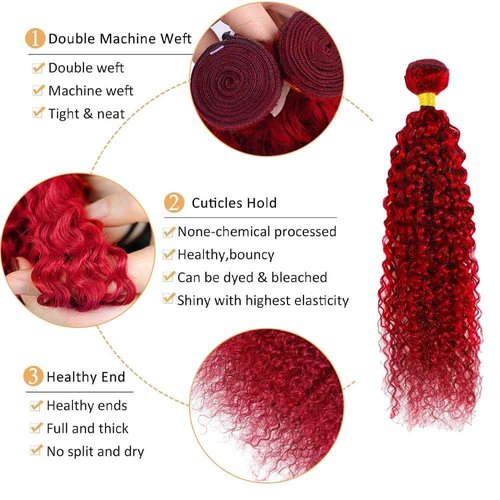 32 32 32 Inch Red Human Hair Bundles Burgundy Kinky Curly Bundles 8A Brazilian Virgin Remy Same Length 3 Bundles Red Kinky Curly Hair Weave
