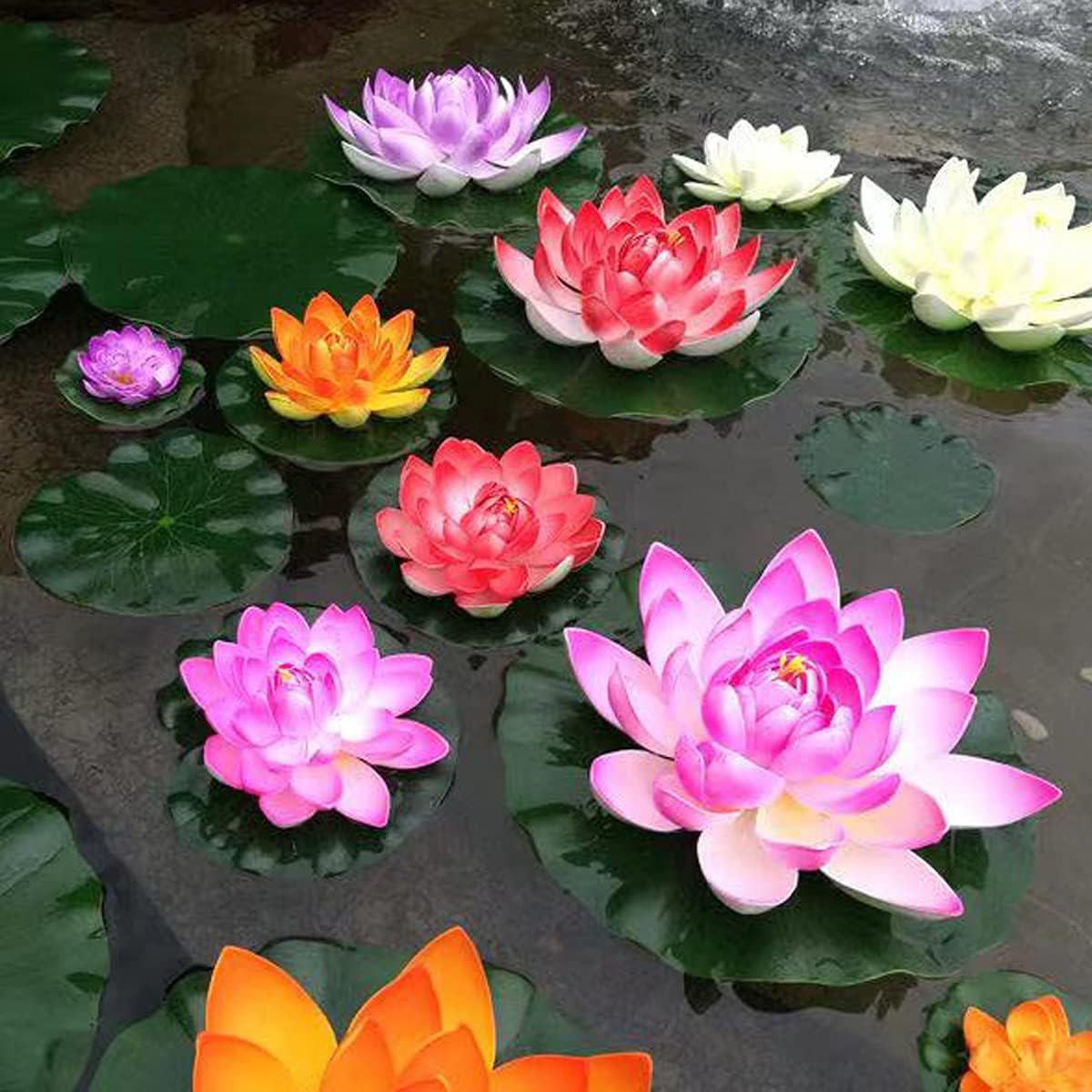 FZBNSRKO Artificial Lotus,4PCS 7.1" Inch Floating Foam Lotus Flowers for Pool,Realistic Water Lily Pads for Home Outdoor Patio Pond Wedding Party Decorations,Light Purple