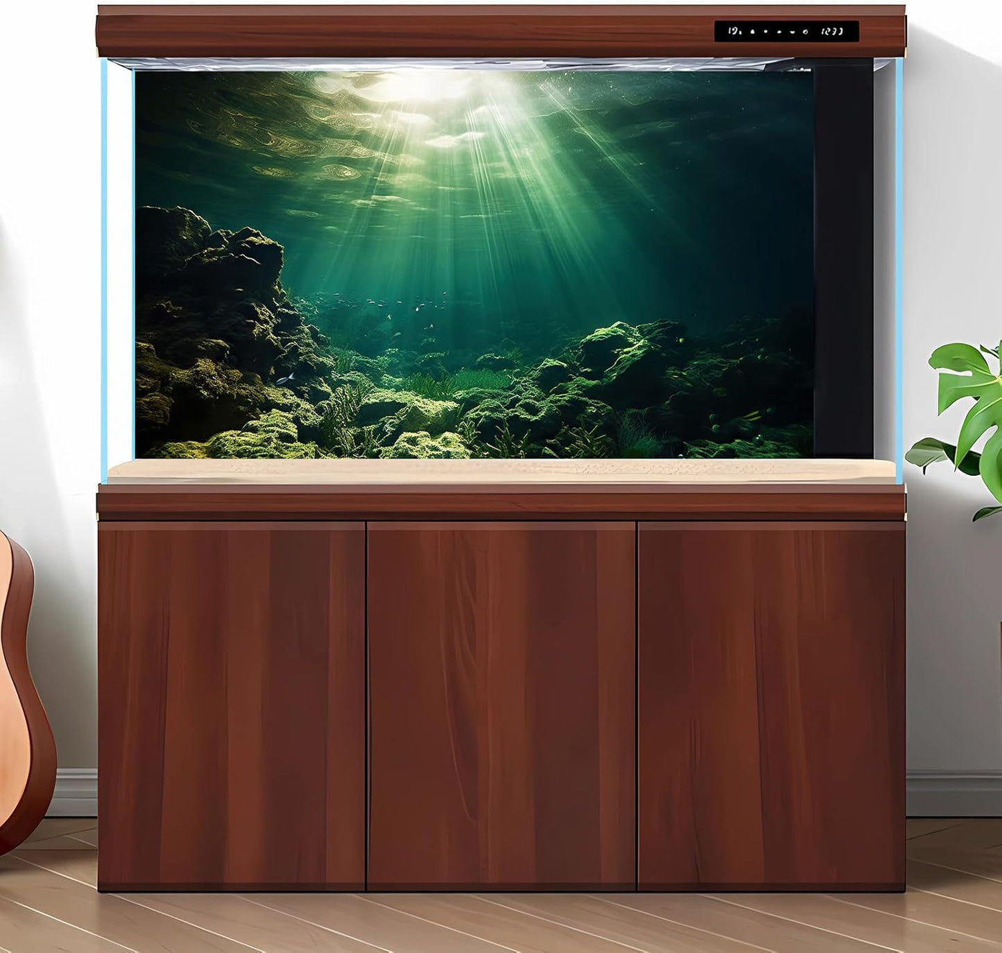 Under The Sea Aquarium Background Underwater Fish Tank Background Ocean Floor Rock Cave Sunray Terrarium Backgrounds Tropical Fish Ocean World Aquarium Reptile Tank Backgrounds 24x12in
