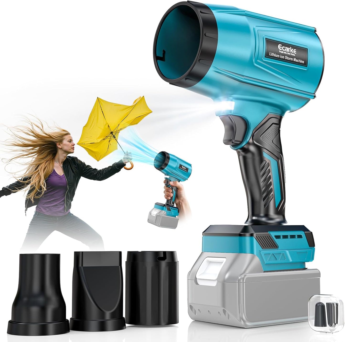 Leaf Blower Cordless Compatible with Makita 18V: Ecarke 800000RPM Portable Dust Cleaner, Electric Handheld Turbo Jet Blower Lightweight Brushless Motor for Patio Cleaning Garden Lawn Care (No Battery)