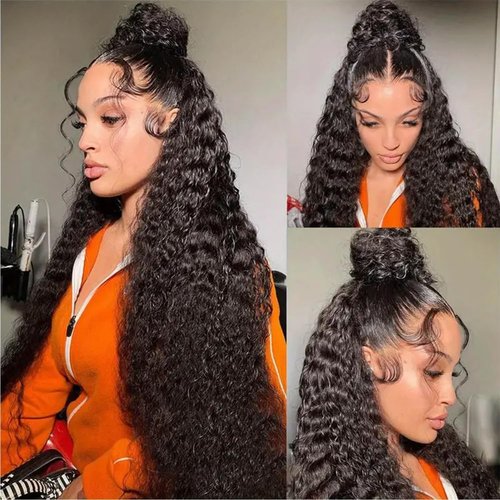 SODLIS 13x6 Deep Wave Lace Front Wigs Human Hair Pre PLucked 13x6 HD Lace Front Wigs Human Hair For Black Women Deep Curly Lace Front Wigs Human Hair Natural Color Glueless Wig (22 Inch)