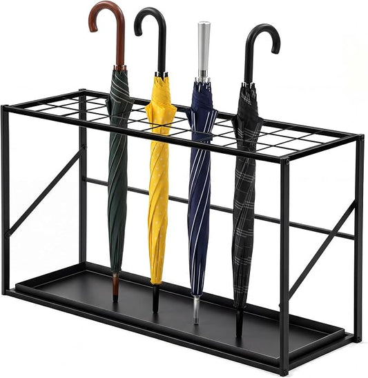 Colingmill Folding Umbrella Storage Stand Rack Holder Organizer Free Standing Umbrella Rack with Removable Drip Tray for Entryway Home Office Hotel Entry Hallway (L35.51 X W11.89 X H19.69 Inch)