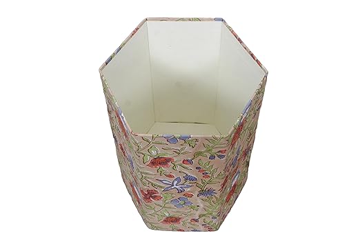 Generic 3.3 Gallon Cotton Hand Block Printed Paper Waste Basket |Small Decorative Trash Can for Housewarming Gifts in Living Room, Bedroom, Bathroom | Eco-Friendly, Plastic-Free (1, CR. BLUE GREEN)