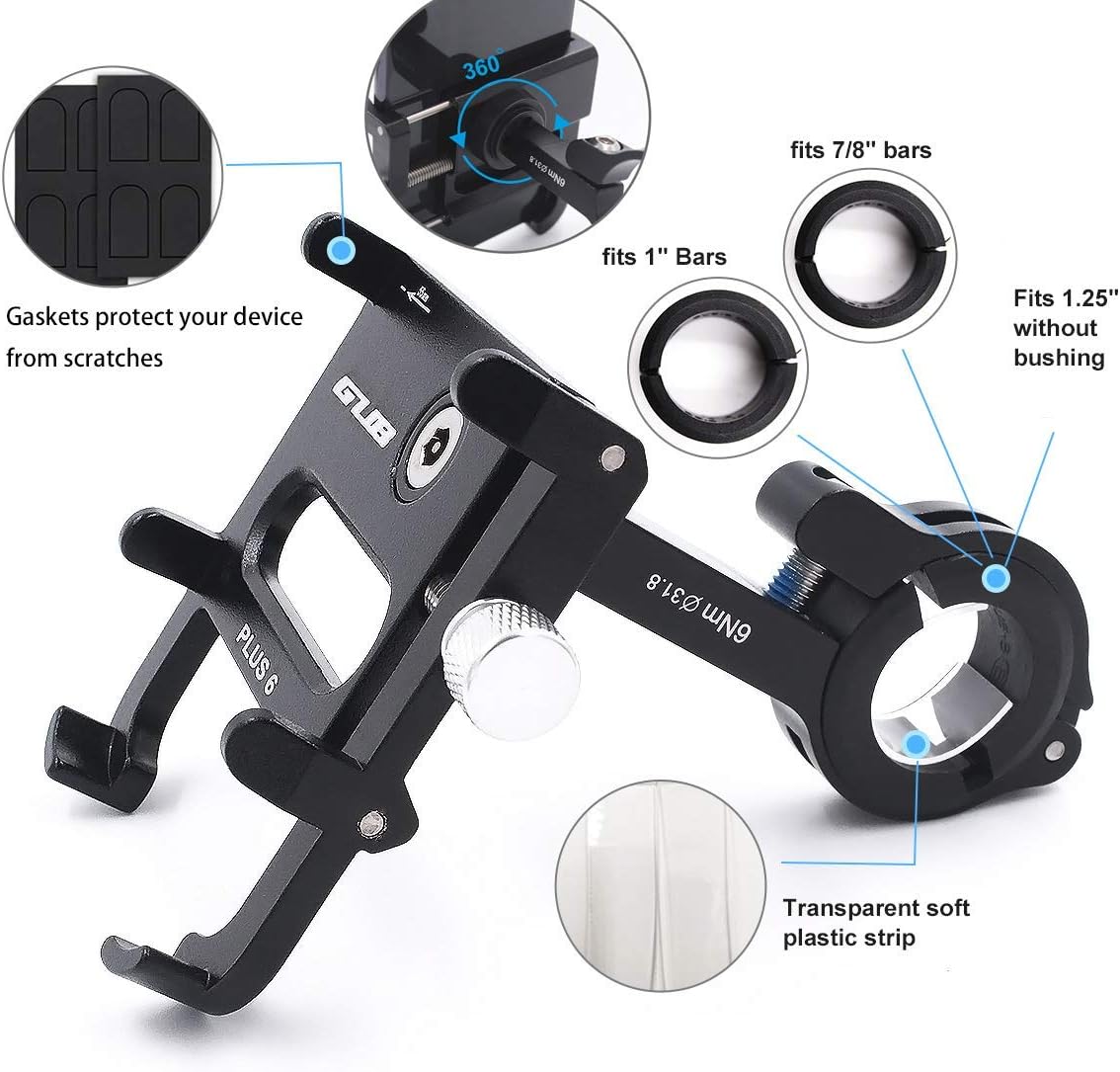 GUB Bike Phone Mount Holder, Aluminum Motorcycle Phone Holder Mount 360° Rotation for iPhone 13 14 15 Pro max 16 Pro, Samsung S24 S23 S22 S21 Note20/10 4.7-6.8" – Upgraded"