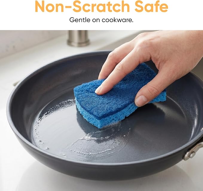 Kitchen Sponges for Washing Dishes, Non-Scratch Cellulose Dish Scrub Sponges, Cleaning Sponges for Household Use, Safe Cleaning Products, Kitchen Sponges Pack of 24, by Superio