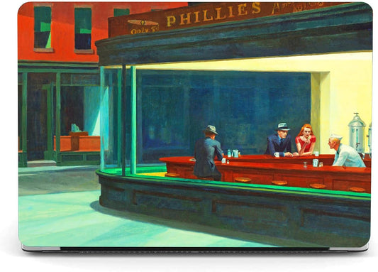 Berkin Arts Compatible with MacBook Pro 13 inch Cover, 2022, 2021, 2020-2018 Release A1708 with Keyboard Cover & Screen Protector American Scene Painting (Nighthawks by Hopper)
