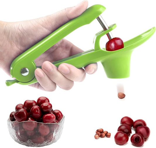 Cherry Pitter - Makmzoon Cherries Corer Cherry Remover Stainless Steel Cherry Pitter Tool for Making Cherry Jam(Green)