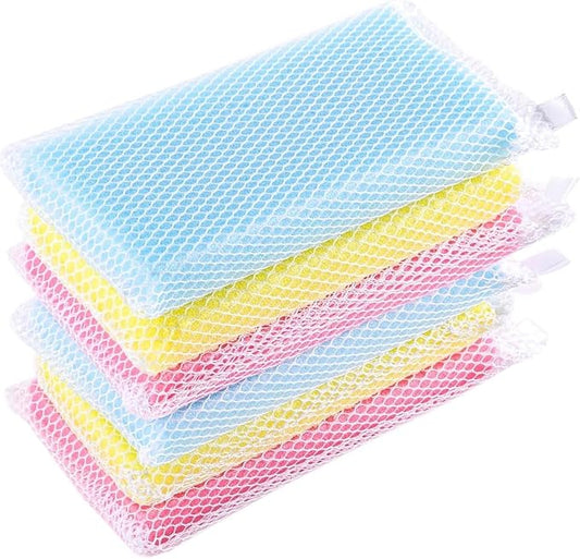 Multi-Purpose Mesh Net Kitchen Cleaning Dishwash Sponge Assorted Color Sponges (6 Pack)