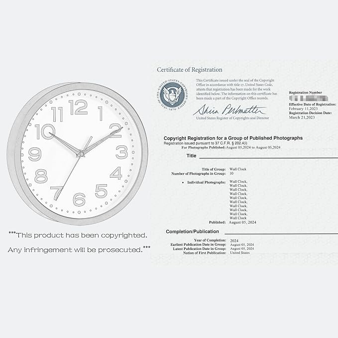Roymnie Wall Clock Silent Non-Ticking Modern Clock Battery Operated 8 Inch Small Classic Analog Decorative for Kitchen, Bathroom, Office, Bedroom, Home(Blue Gray)