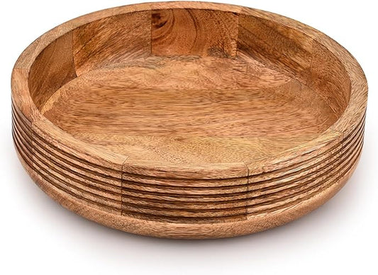 Decorative Bowl Mango Wood for Home Décor, for Dining Table Center, Living Room, Kitchen Décor (10" x 10" x 2.5")