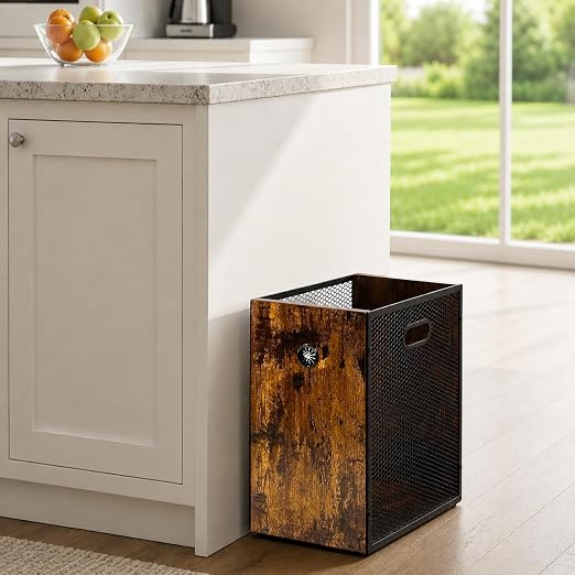 Small Trash Can 4.5 Gallon, Trash Bin, Industrial Garbage Can with Handle, Metal Mesh Waste Basket for Kitchen, Home Office, Bedroom, Living Room