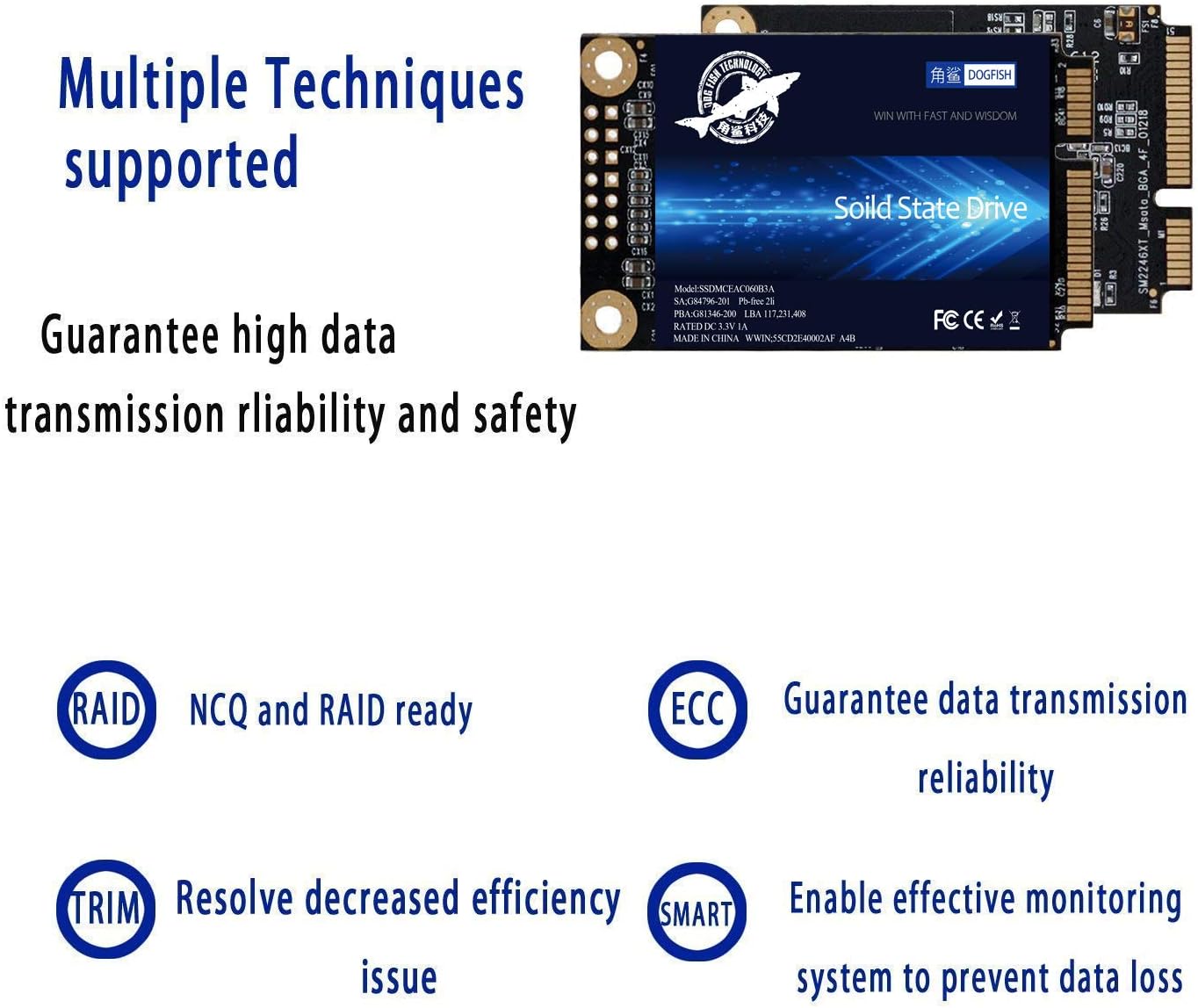 Dogfish mSATA 240GB Internal Solid State Drive - High Performance Hard Drive for Desktop & Laptop - SATA III 6Gb/s