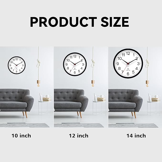 AKCISOT Atomic Black Wall Clock Analog Clocks for Indoor Kitchen, Battery Operated Clock for Bedroom Office Living Room(10 Inch)
