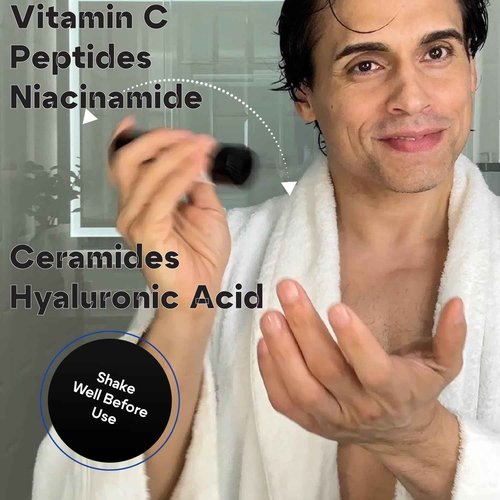 Man Labs Titan Anti-Aging Peptides Serum for Face – High Potency Mens Peptide Serum Moisturizer – Mens Skin Care – Men, Dark Spots, Wrinkles, Fine Lines – Peptides, 5% Niacinamide, HA – Unscented