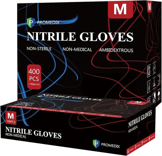 PROMEDIX P Nitrile Disposable Gloves,4mil-100 Count,Gloves Disposable Latex Free,Powder Free for Cooking,Household,Food safe