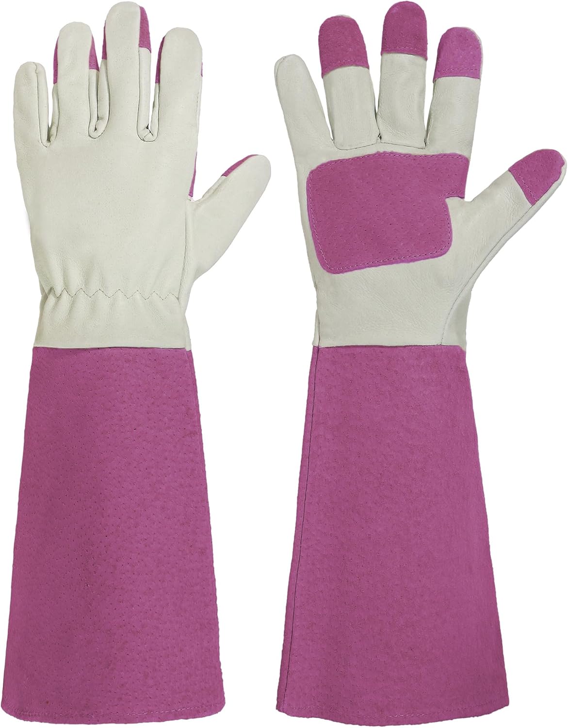 HANDLANDY Rose Pruning Gardening Gloves for Men & Women, Thornproof Long Gauntlet Gloves, Pigskin Leather - Breathable & Durability (Small)
