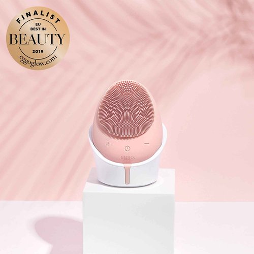 Eggo® Sonic Facial Device - Electric Cleanser & Exfoliator, Vibrating Massager, Silicone Brush for All Skins, Deep Clean, Anti-Aging, Waterproof, Rechargeable Tool (Pink)