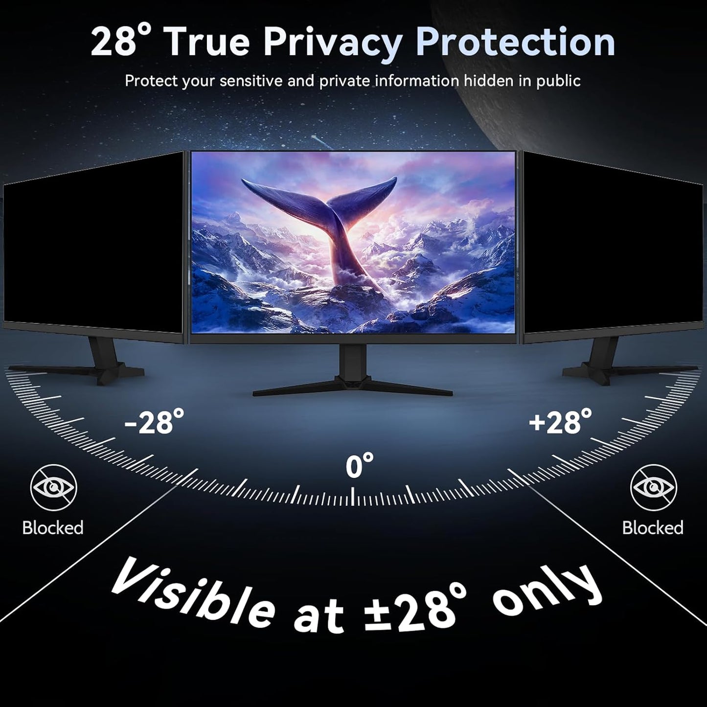 [2-Pack] 23 Inch Computer Privacy Screen Filter for 16:9 Widescreen Monitor, Removable Eye Protection Anti Glare Blue Light Filter Privacy Shield, Anti Scratch Anti Spy Screen Protector Film 23 In