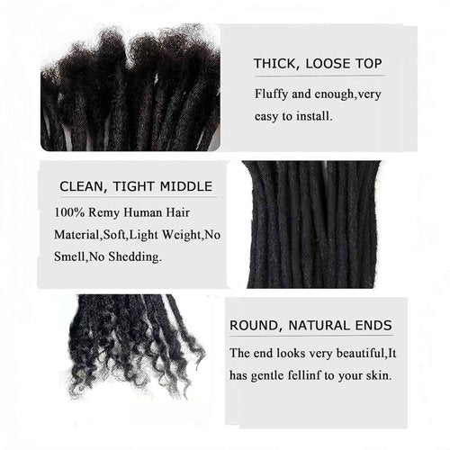 100% Real Human Hair 0.2cm Width 12 Inch Loc extensions Human Hair with Curly Ends 50 Strands per pack Full Handmade Dreadlock Extensions Can be dyed and bleached for Men Women Kids (12 Inch-50)