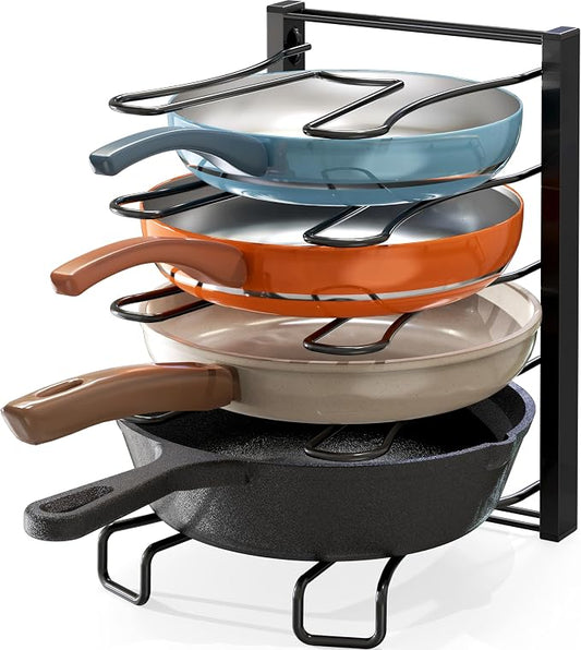 SIMPLE HOUSEWARE 5 Compartments Height Adjustable Pan Organizer, Black