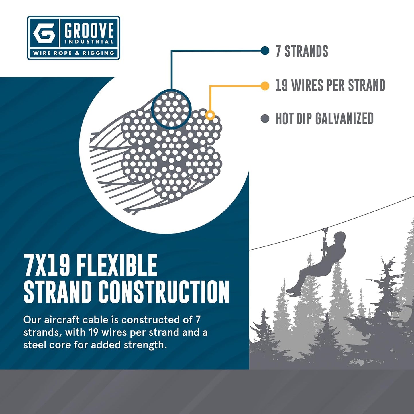 3/8’’ 7x19 Hot Dip Galvanized Aircraft Cable – Steel Wire Rope - 2000 Feet