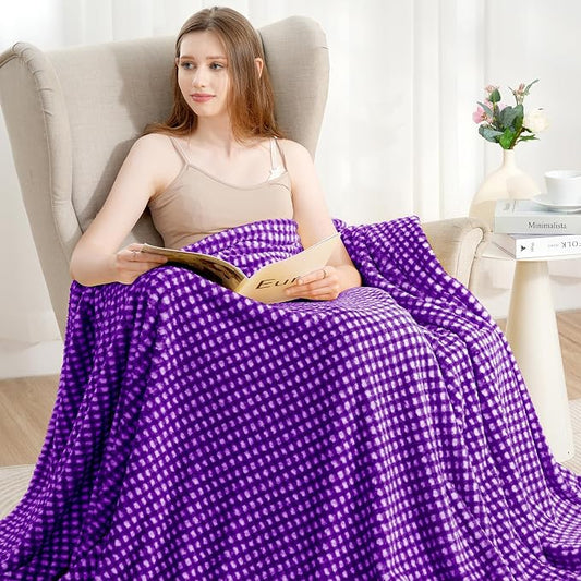 Zyrah Fleece Throws for Couch Super Soft Throw Blanket Lightweight Decorative Fuzzy Cozy Blankets for Sofa Chair Bed (C-Purple;, Twin(60"x80"))