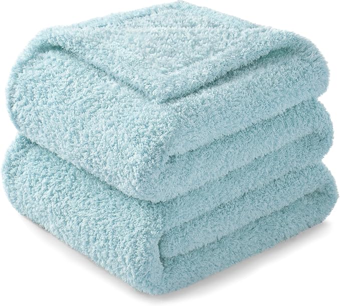 Exclusivo Mezcla Fleece Stone Blue Throw Blanket for Couch Sofa, Ultra Soft, Lightweight and Fluffy Blankets for Women, All Season, 50x60 Inches
