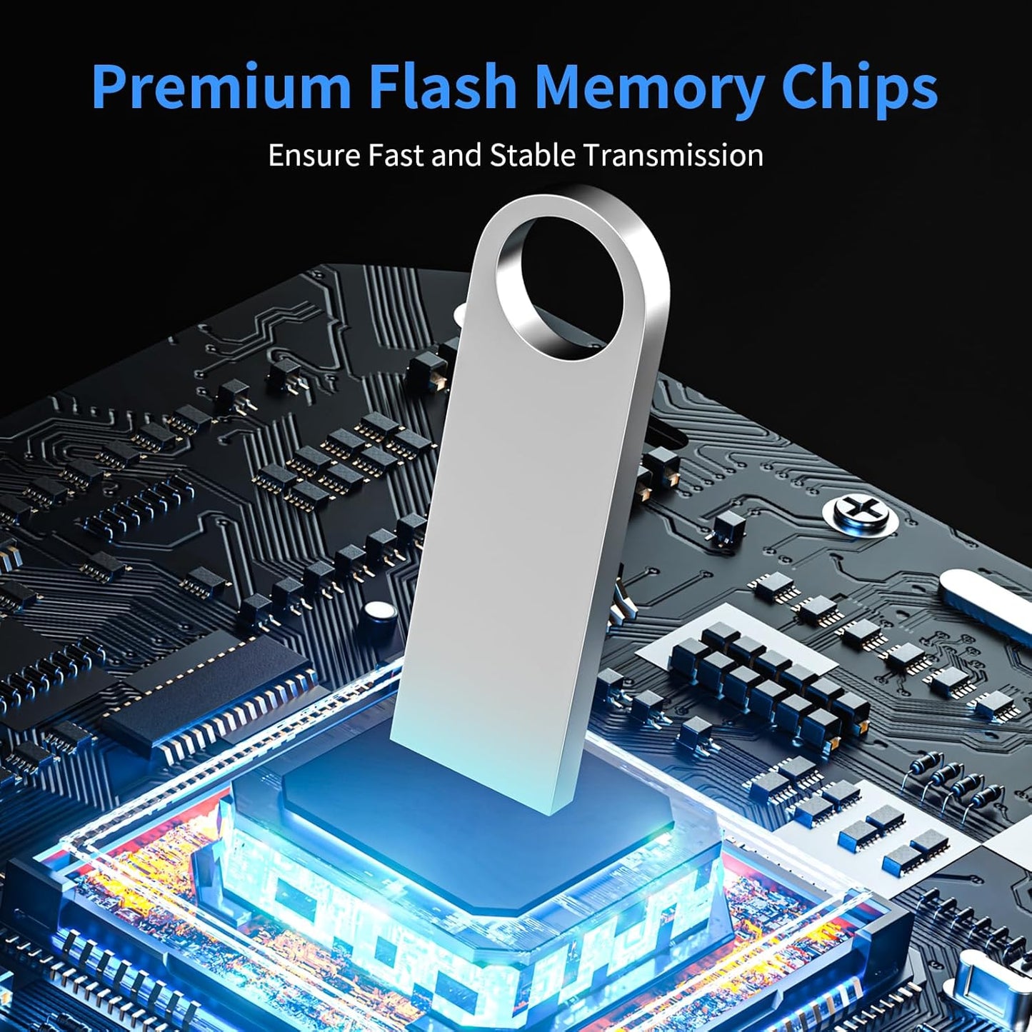 USB 3.0 Flash Drive 64GB 2 Pack, Wooolken High Speed USB 3.0 Thumb Drives Sleek Metal Flash Drives with Keychains, Memory Stick, USB Drive for PC/Computers/Mac/Laptops