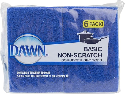 Dawn Scrubber Sponge Non Scratch, 6 Count, Blue (Pack of 1)