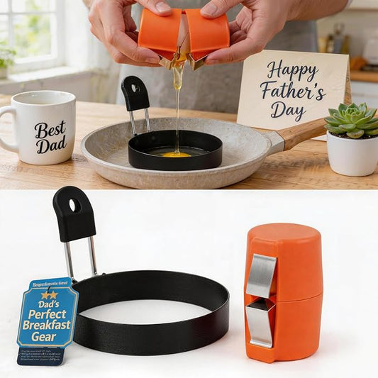 Egg Shell Opener + Large 3.5" Nonstick Egg Rings 2026 New Set, Round Mold - Griddle Cooking Shaper, Multifunctional Egg Separator for Raw & Hard Boiled Eggs, Kitchen Egg Peeler Shell Remover Gadget