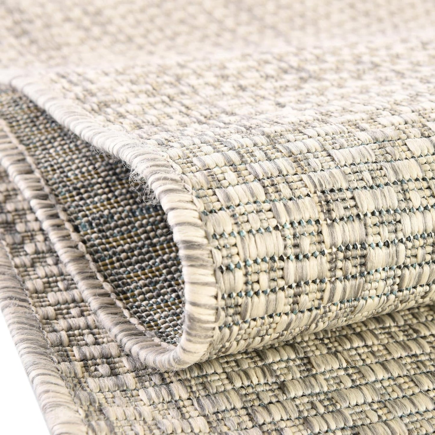 Unique Loom Collection Casual Transitional Solid Heathered Indoor/Outdoor Flatweave Area Rug (2' 7" x 12' Runner, Light Gray/Ivory)