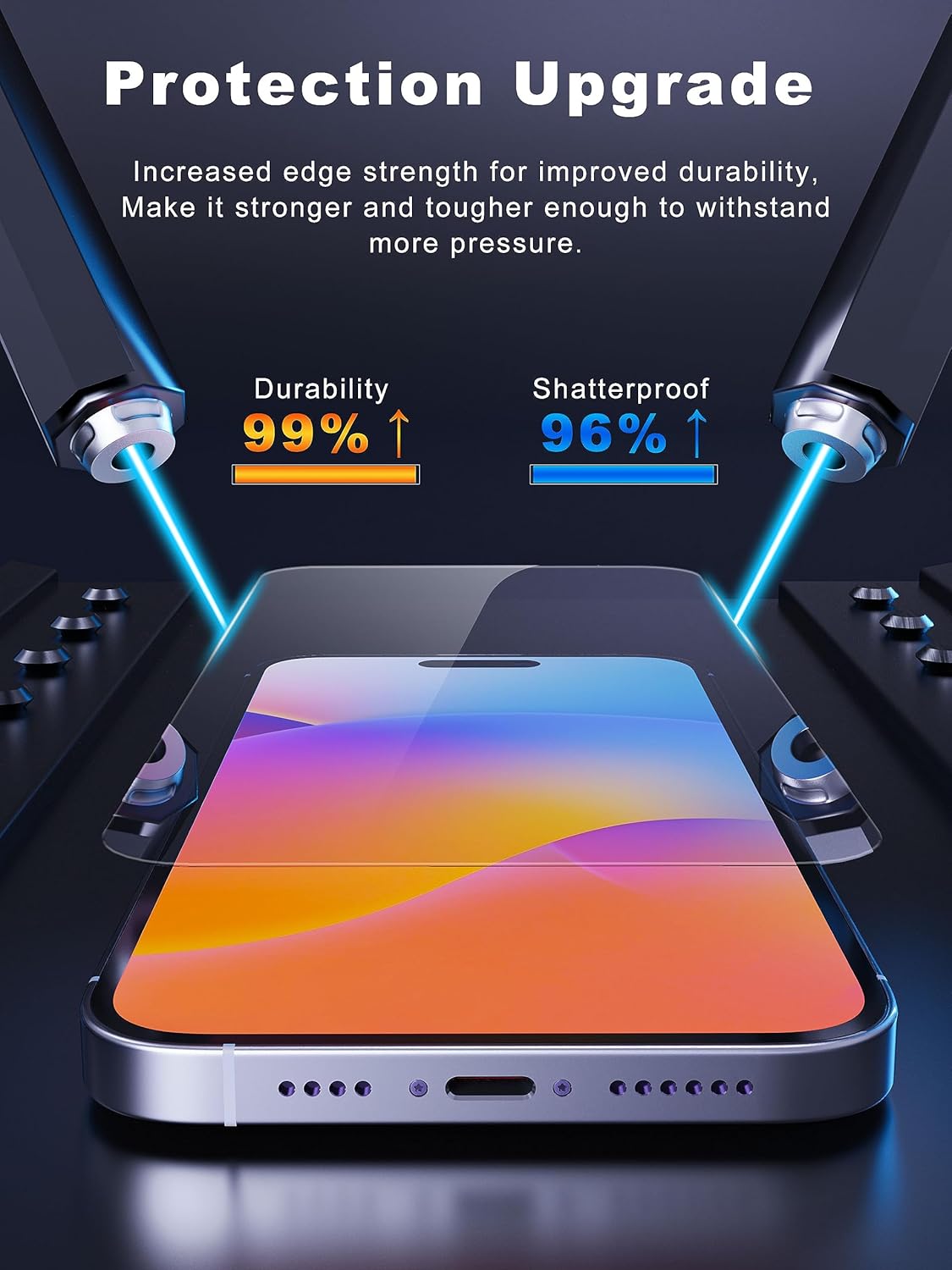 Compatible for iPhone 15 Pro Max Screen Protector 6.7 inch, Anti Blue Light HD Tempered Glass Screen Protector Easy Installation, Case Friendly, 2 Pack