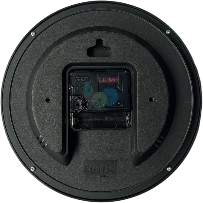 Bernhard Products Black Wall Clock Silent Non Ticking 8 Inch Quality Quartz Battery Operated Round Easy to Read Home/Office/Kitchen/Classroom/School Clocks Sweep Movement