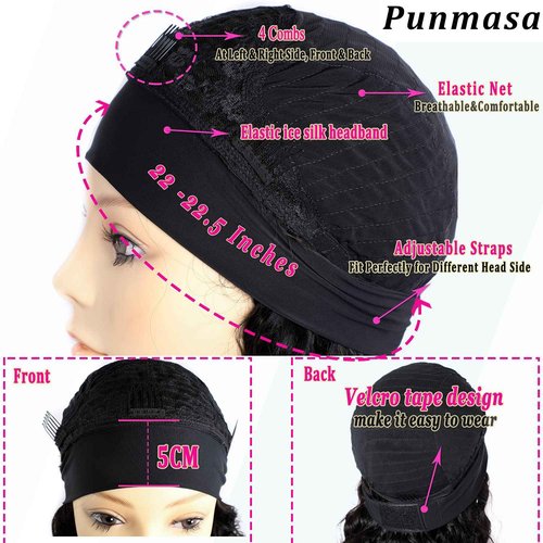 Punmasa Headband Wig Human Hair Deep Wave 20 Inches 1B/27 Headband wigs for women Glueless None Lace Front Wigs Machine Made 150% Density headband wig human hair with Headbands(20 Inches)
