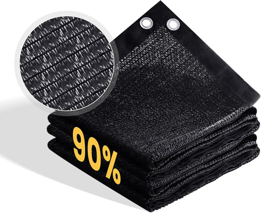 VICLLAX 90% Shade Cloth, 12x19FT Durable Black Mesh Trap with Every 3 FT Grommet, Sun Shade Fabric Netting for for Plants Cover, Greenhouse, Chicken Coop, Barn Kennel, Garden Patio