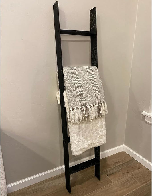 BarnwoodUSA Reclaimed Wood Bookcase Ladder (5 Foot, Black)