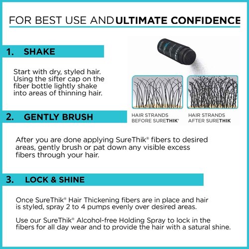 SureThik 2 x 30g Hair Thickening Fiber (Black) and Holding Spray (3.4oz) Bundle