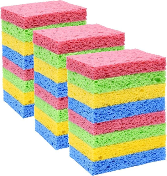YoleShy 24 Pack Kitchen Sponges Natural Cellulose Compressed Sponges for Cleaning Reusable Dish Sponge Kitchen Non-Scratch DIY